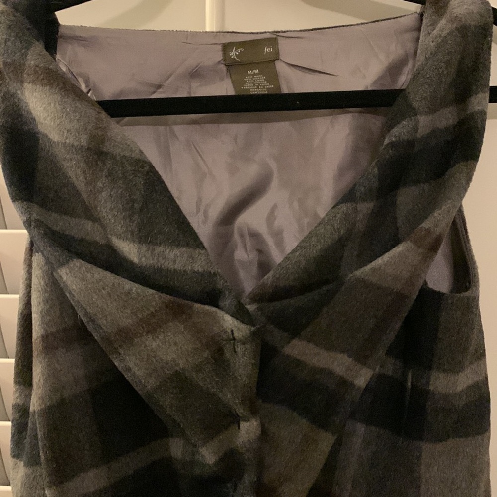 Anthropologie Fei Gray Tartan Plaid Top M - Picture 3 of 5